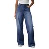 Womens High Waisted Jeans Stretchy Flared Straight Leg Loose Trendy Hem Denim Pants