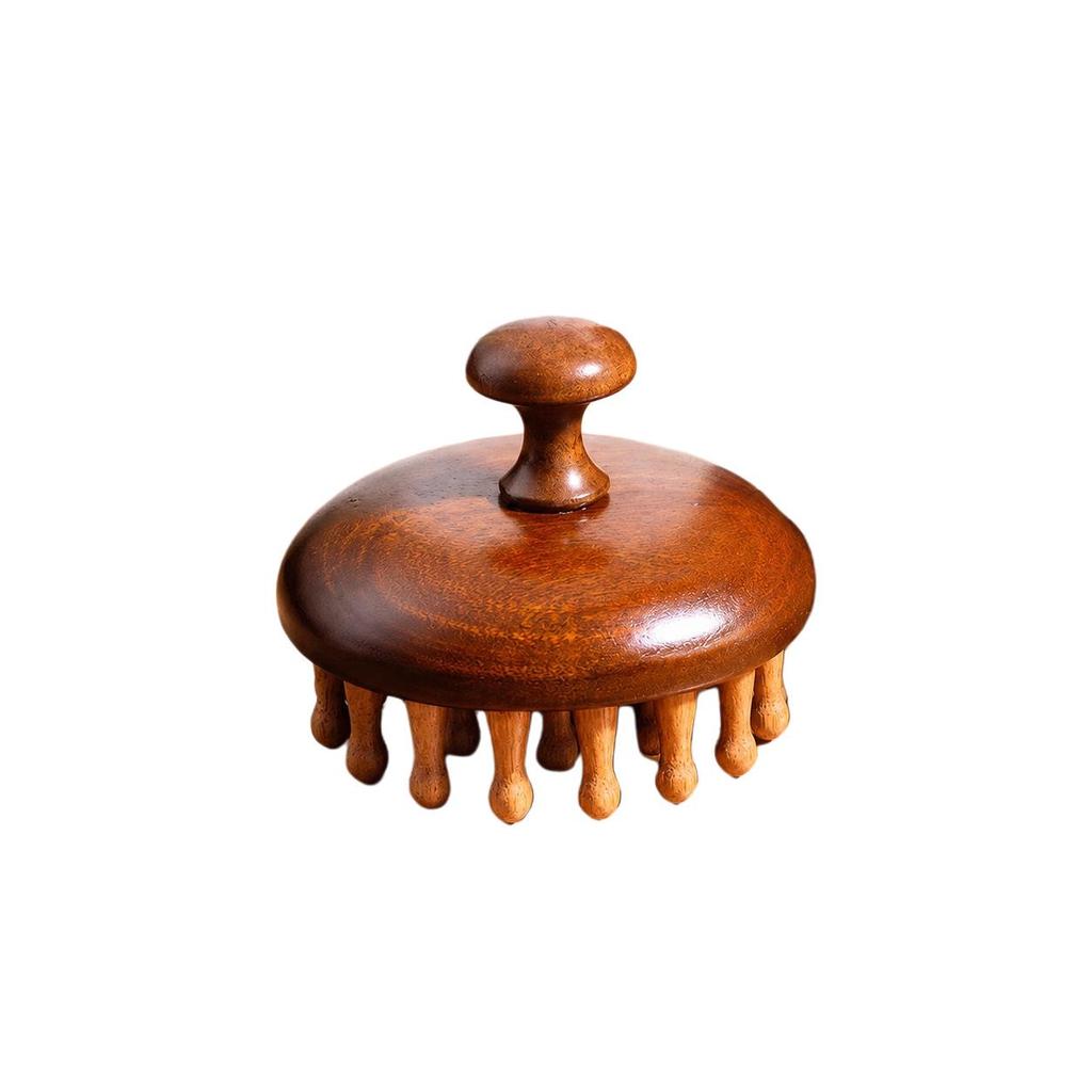 Sandalwood 28-Pin Round Disc Therapeutic Massage Comb for Scalp and Meridians