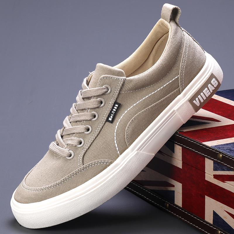 Spring Men's Korean-Style Canvas Lace-up Sneakers - Trendy, Breathable, Casual Low-top Board Shoes