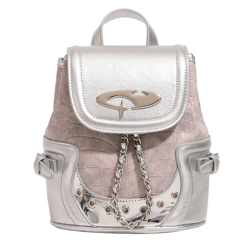 Misty Pink Crocodile Print Backpack & Crossbody Bag - 2023 Winter Collection