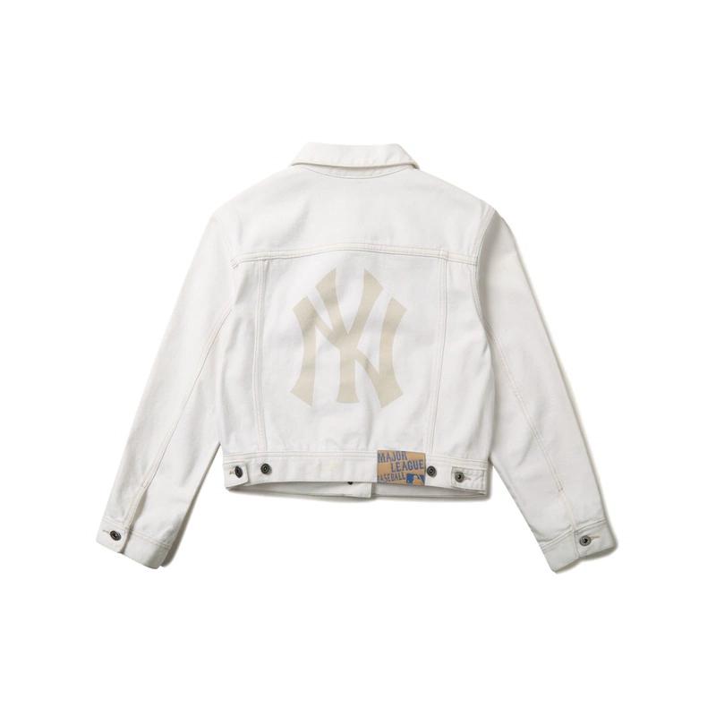 New MLB Denim Jackets Unisex Ivory White 31DKW1111-50I