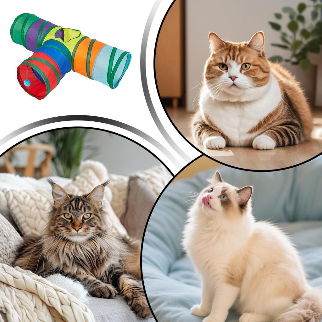 Cat Tunnel with Peephole 3 Way 3 Way Large Cat Tunnels for Kitten Puppy Small Dog Pet Indoor Play Exercise Enrichment Boredom