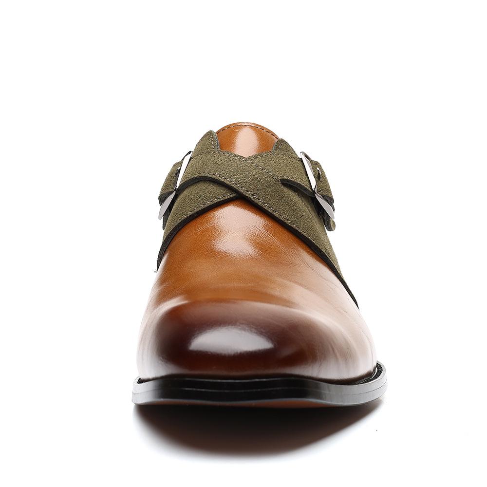 Scarpe eleganti da uomo con tacco basso, stile retrò, abbinate ai colori, casual, con doppia fibbia, scarpe da monaco, scarpe da sposa per uomo