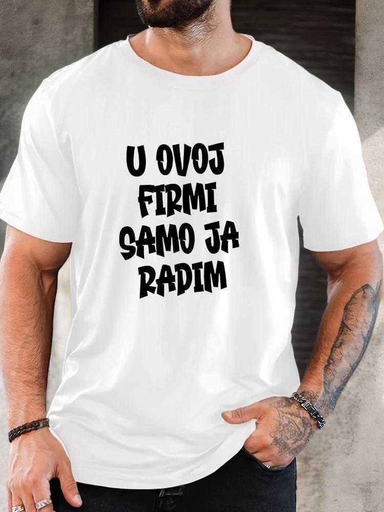 Fashion Unisexs Navy Basic Tee Playful Balkan Funny Work Text Art Print Light Round Neck Humor Street Vacation Daily Male Shirts