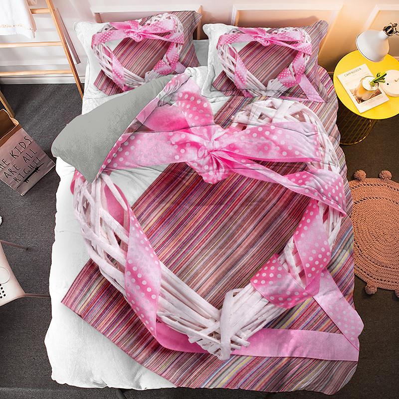 Love Duvet Cover Set Heart Shaped Pattern Romantic Theme Comforter Cover with Pillowcases for Girls Women King Queen Full Size