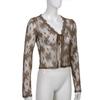 Lace Cardigan 2022 Summer Embroidery White Shirt Korean Clothes Beach Crochet  Long Sleeve Top Women  Ladies Sexy Blouse