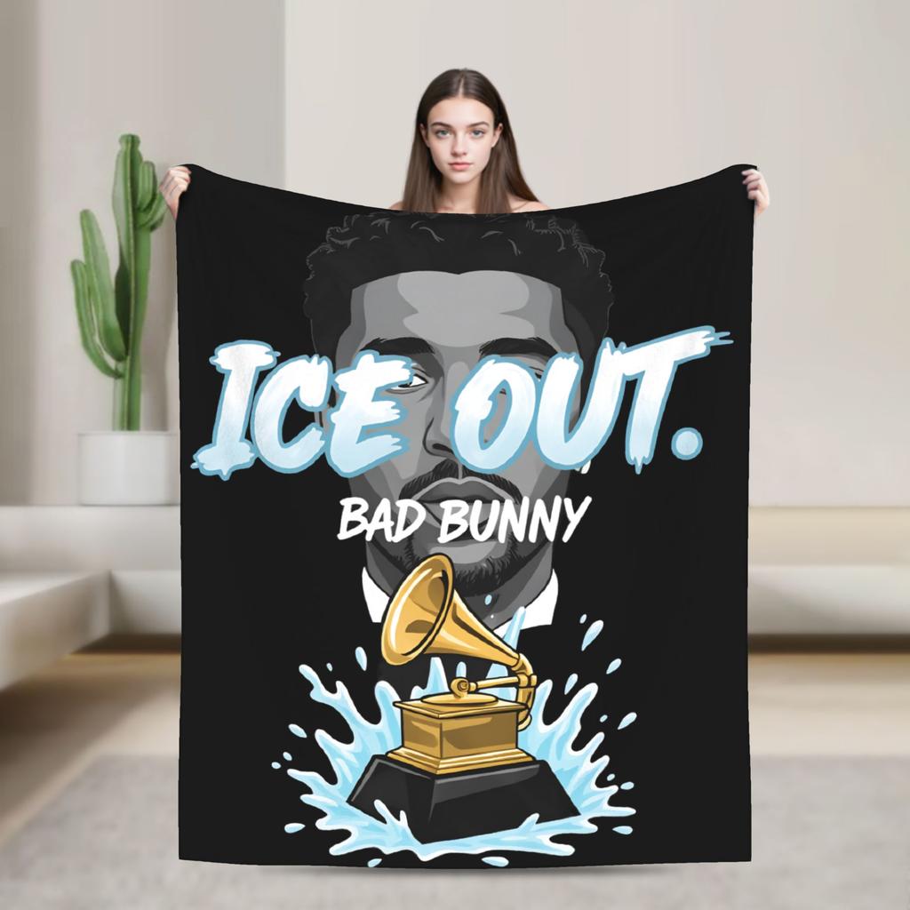 Ice Out Bads Bunnys Throw Blanket for Couch Fuzzy Soft Plush Blanket 50x60 Inch Multi-size Bedspread for All Seasons