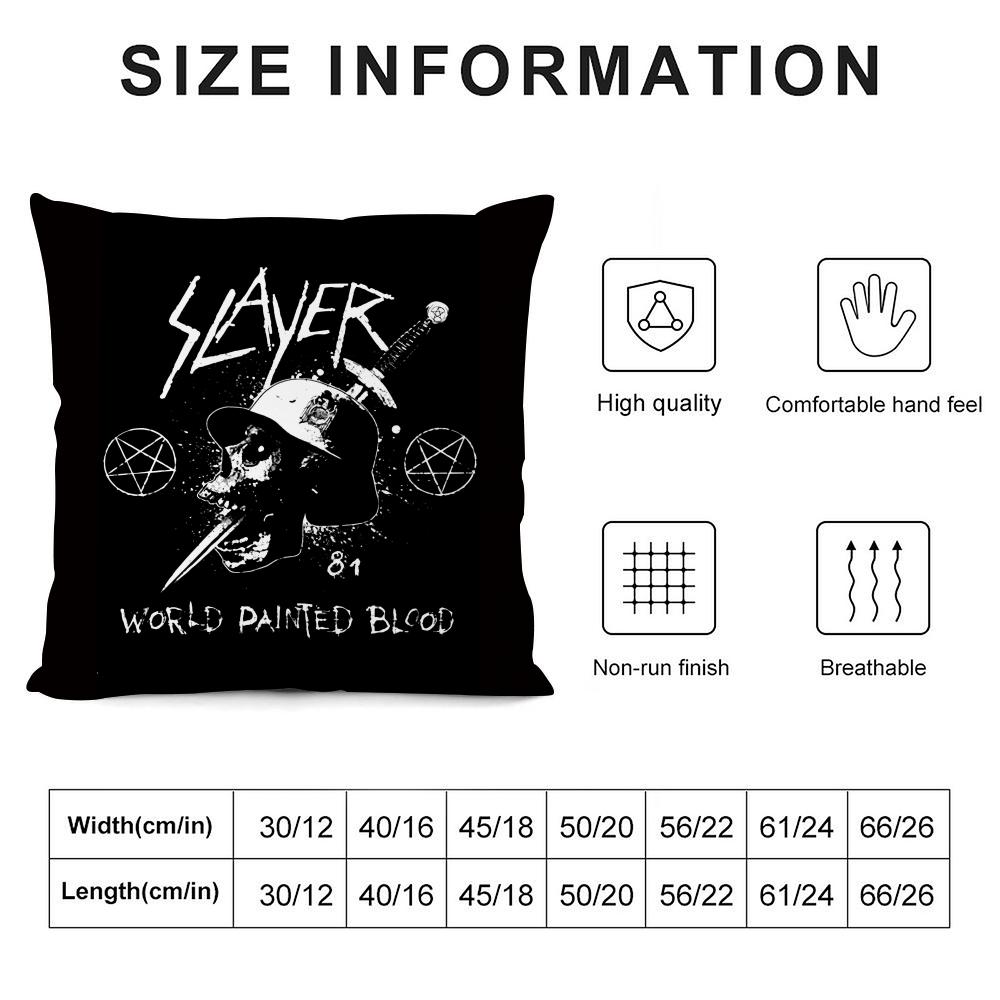 S-Slayer Heavy Metal Rock Band Kissenbezug Anti-Hausstaubmilben Kissen Unsichtbarer Reißverschluss seidiger kurzer Plüsch Sofakissenbezug