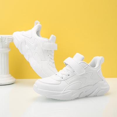 Children's Sports Shoes, Comfortable Leather Surface, Boys' Running Shoes, Mesh Surface, School Little White Shoes, Girls' Breathable Soft-soled Dad