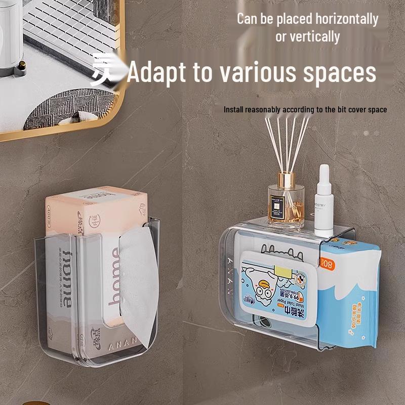 Punch-Free Wall-Mounted Wet Wipe & Tissue Storage Box - Light Luxury Design
