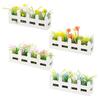 Mini Flower Bed Planter 1:12 Scale Miniature Wooden Fence Flower Pot Set Handcrafted Picket Fencing Planters for Doll Houses Garden Village