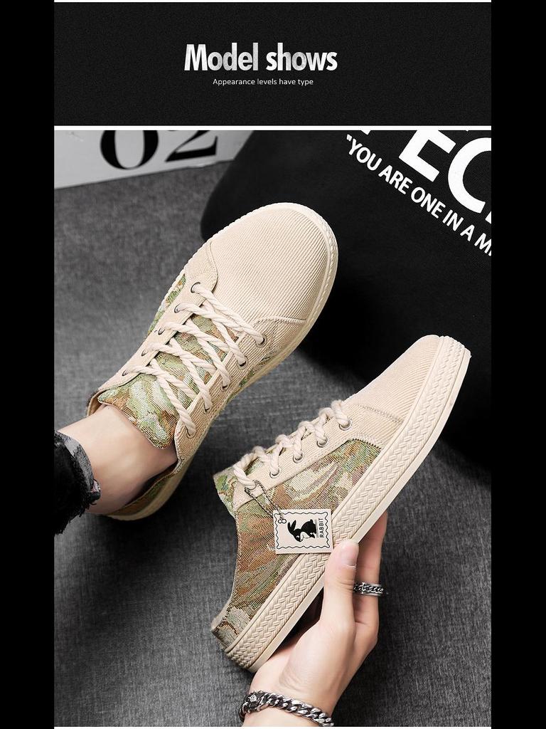 2024 Men's Summer Lightweight Printed Toe Cap Breathable Slip-On Slippers