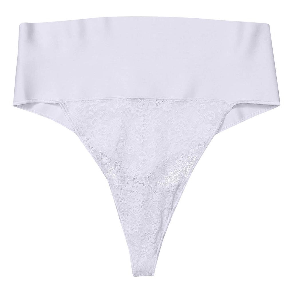 Women's Tame Your Tummy Shaping Lace Thong With Cool Comfort High Waist Panties