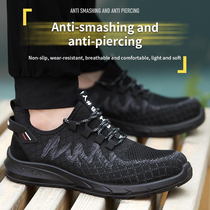 Safety Shoes Men Steel Toe Sneakers Puncture Proof Breathable Work Safety Boots Comfortable Wear-Resisting Indestructible Shoes