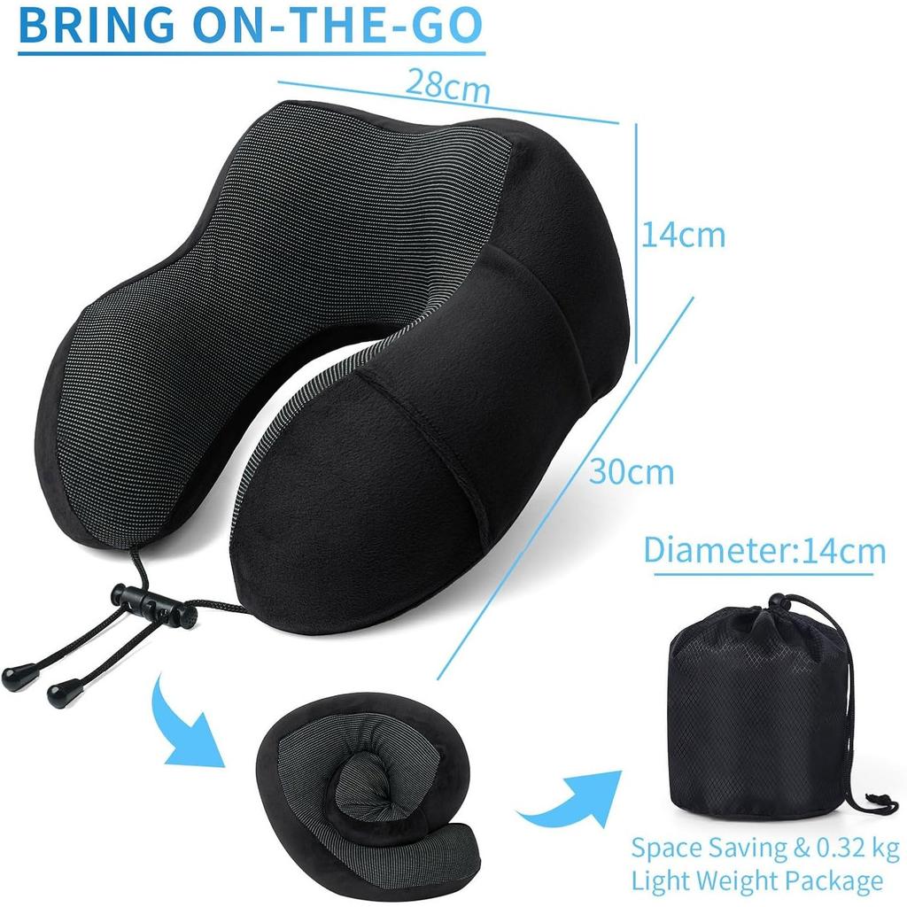 Poduszka podróżna Poduszka podróżna do samolotu Pianka z pamięcią, Poduszka podróżna Komfortowe wsparcie głowy, szyi, podbródka, Miękka aksamitna poduszka do samolotu