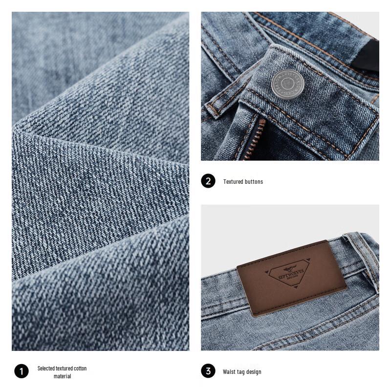 Septwolves Men's Vintage Distressed Straight-Leg Jeans