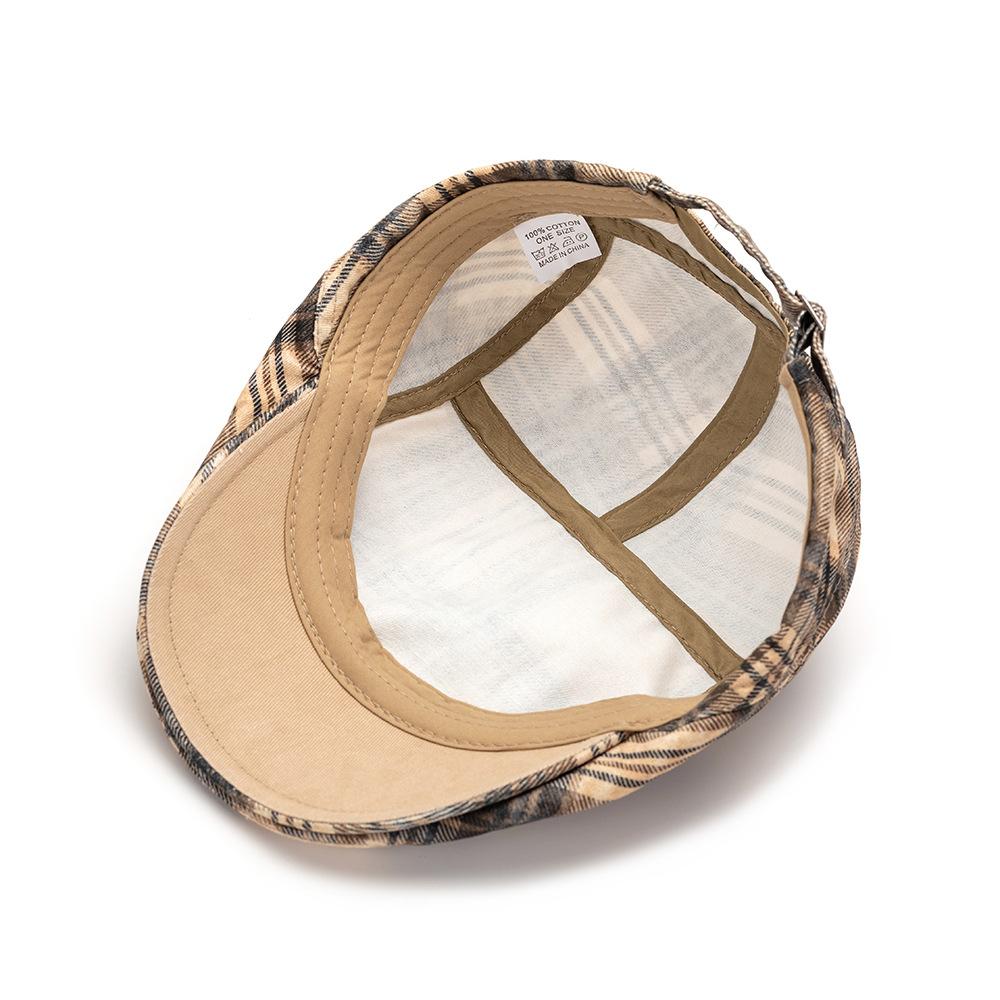 British Style Contrast Color Plaid Beret Women's Spring Summer Paintsman's Cap Men's Peaked Cap