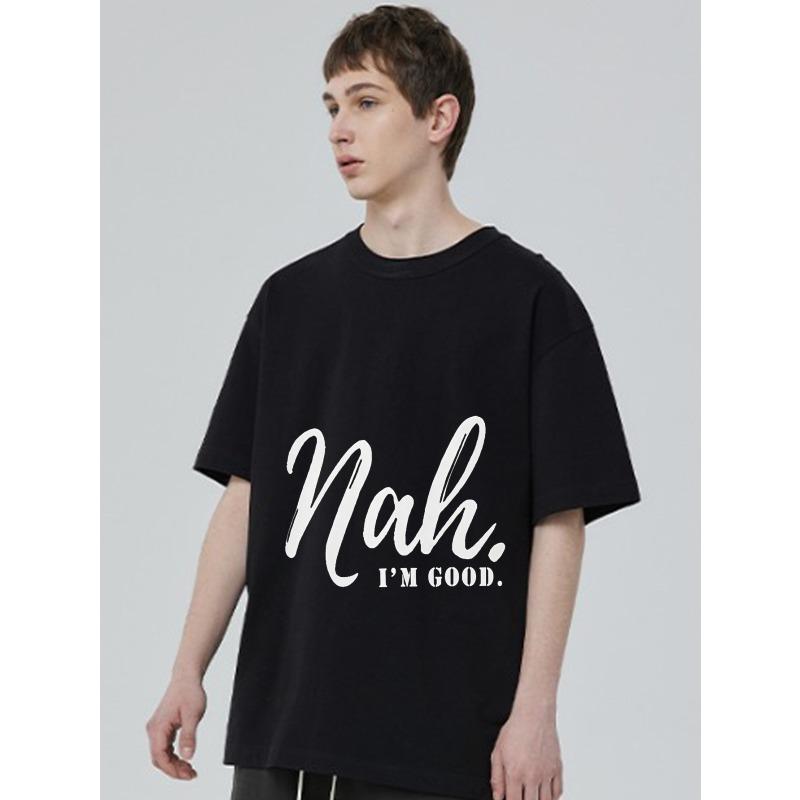 Black Oversized T Shirt with Nah I M Good Print for Casual Wear