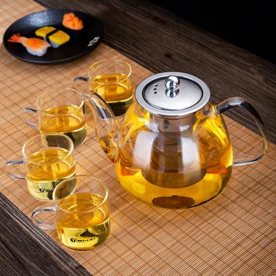 GIANXI Théière Bouillante en Verre Transparent Ménage Théière Puer Outils Set Vaisselle de Table pour Café et Thé Bouilloire à Poignée Filtrable