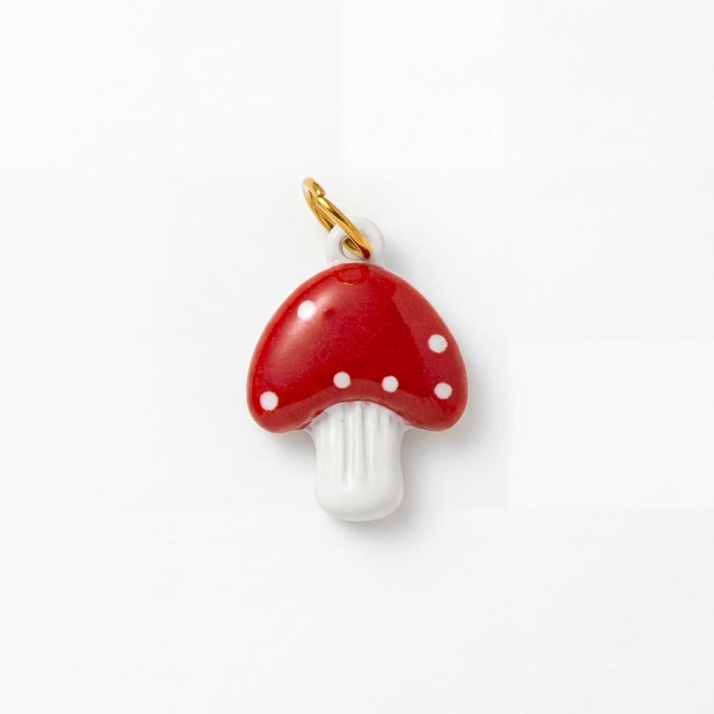 18K Gold Electroplated Stainless Steel Mushroom Pendant