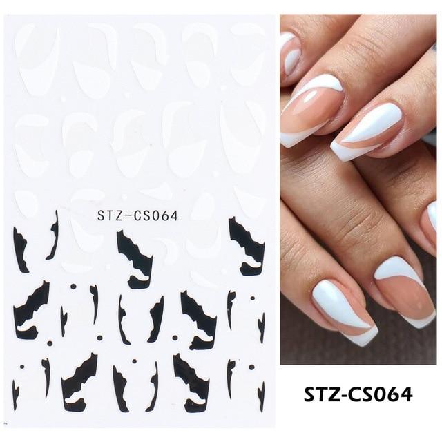 Abstract Line DIY Nail Stickers for Women Girls Nail Art Decorations Rose Gold Spring 3D Sliders for Manicure Nail Polish Decals