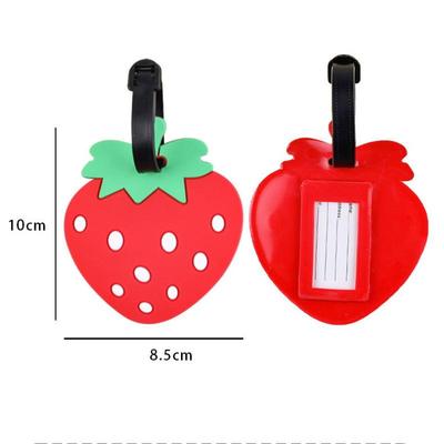 2Pcs Strawberry Shape Luggage Tag Creative Personalized Hanging Tag Hanger Travel Boarding Pass Pvc Soft Rubber Luggage Tag