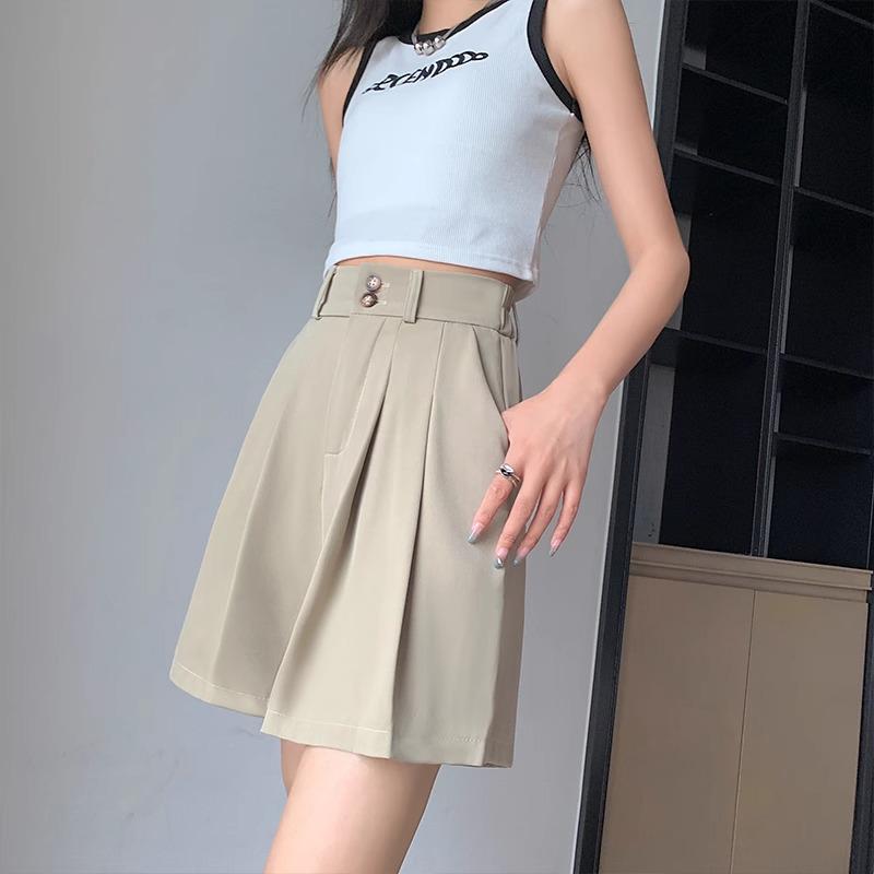 Women's High-Waisted Pleated Wide-Leg Shorts - 2024 Spring/Autumn Collection