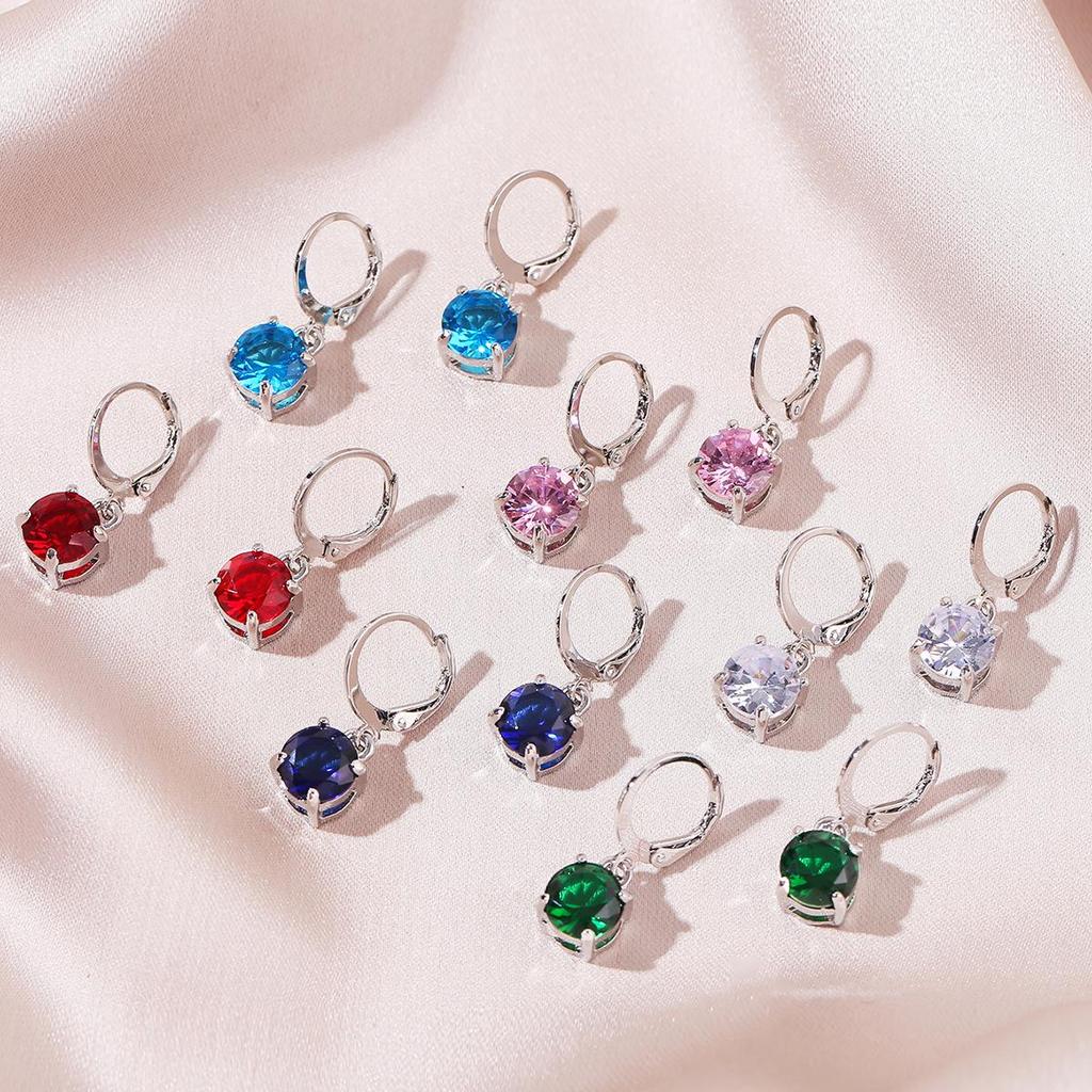 Stainless Steel Zircon Earrings: Set of 6 Simple Designs