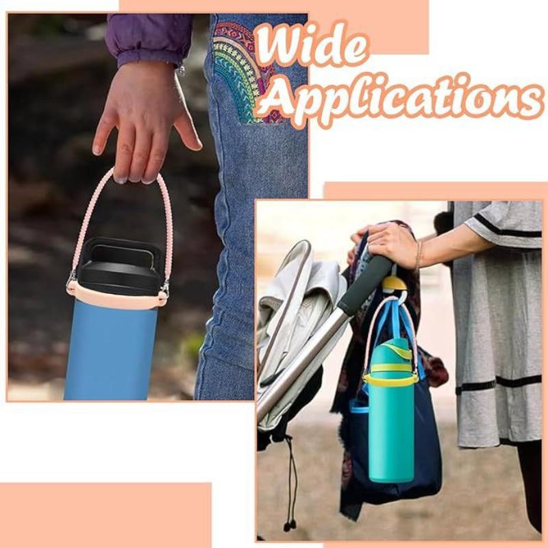 1Pcs Silicone Water Cup Handle Strap for Stanley Non-Slip Bottle Sling Lightweight Kettle Carrier for Camping Fishing Outdoor Activities
