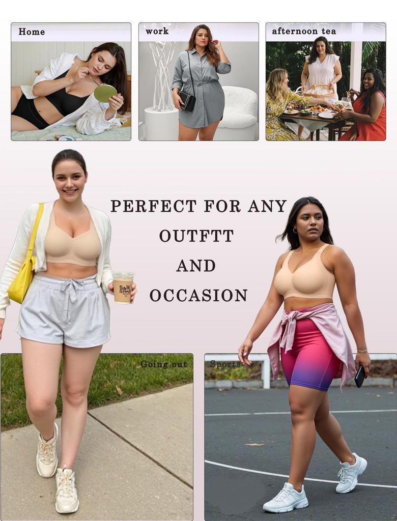 OEAK Damen Übergröße Nahtloser kabelloser stützender Jelly BH