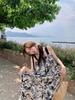 French Retro Ink Painting Slip Dress - Women's Summer 2025 High-End Beach Vacation Long Dress