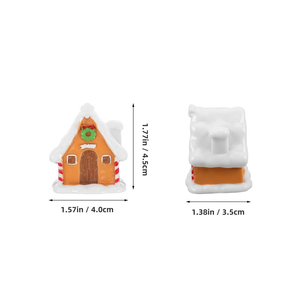 6 pcs Christmas Moss Micro Landscape: Resin Gingerbread House Mini Snow Village Statue For Holiday Decor Xmas Party Ornament,