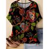 Summer Womens Retro 3D Printed Color Striped T-shirt Pattern Loose Comfortable Breathable Large Size Fashion O-neck T-shirt