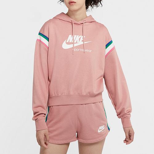 Nike Letter Logo Colorblock American-Style Sweatshirt for Women in Pink