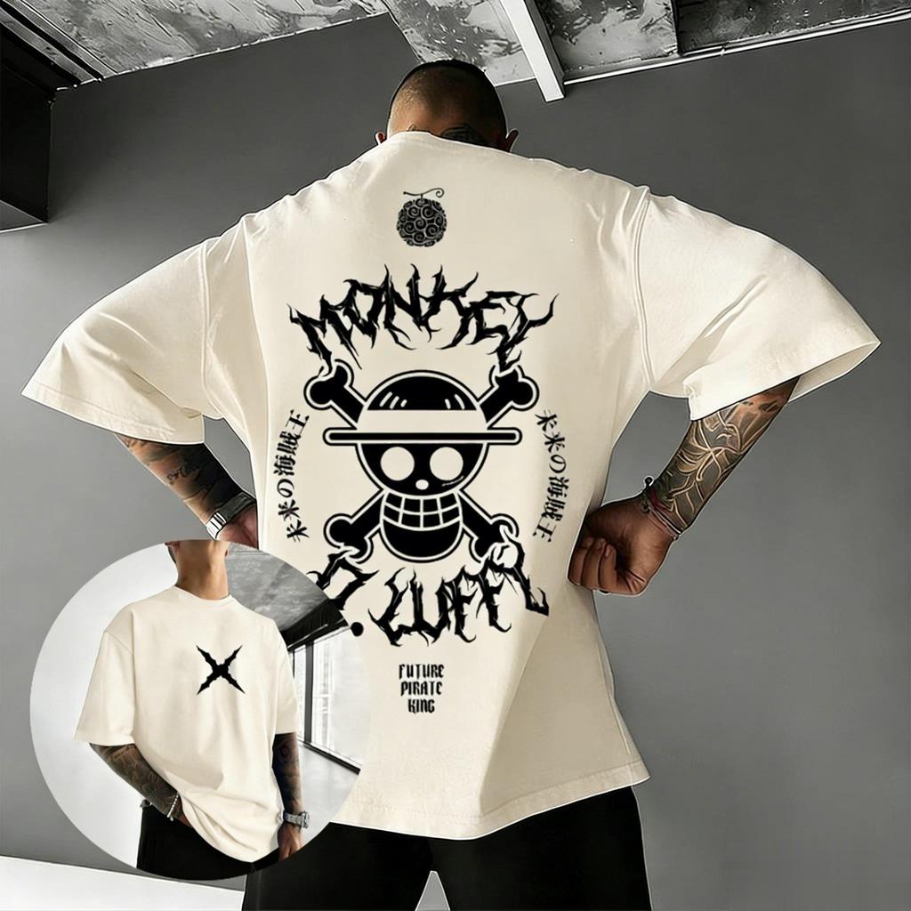 One Piece Monkey D Luffy Anime T-Shirt Herren Damen Streetwear Kurzarm Tee 2026 Sommer Grafikdruck Übergroß Lässige Oberteile Y2k