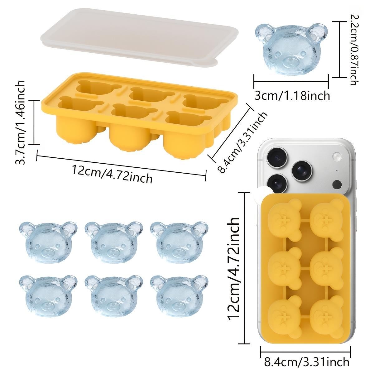 Silicone Cute Ice Cube Tray with Lid, Star/Claw/Bear/Petal Shapes, Easy‑Release Molds for Whiskey & Cocktails (Yellow,Bear-shaped ice tray) жёлтый