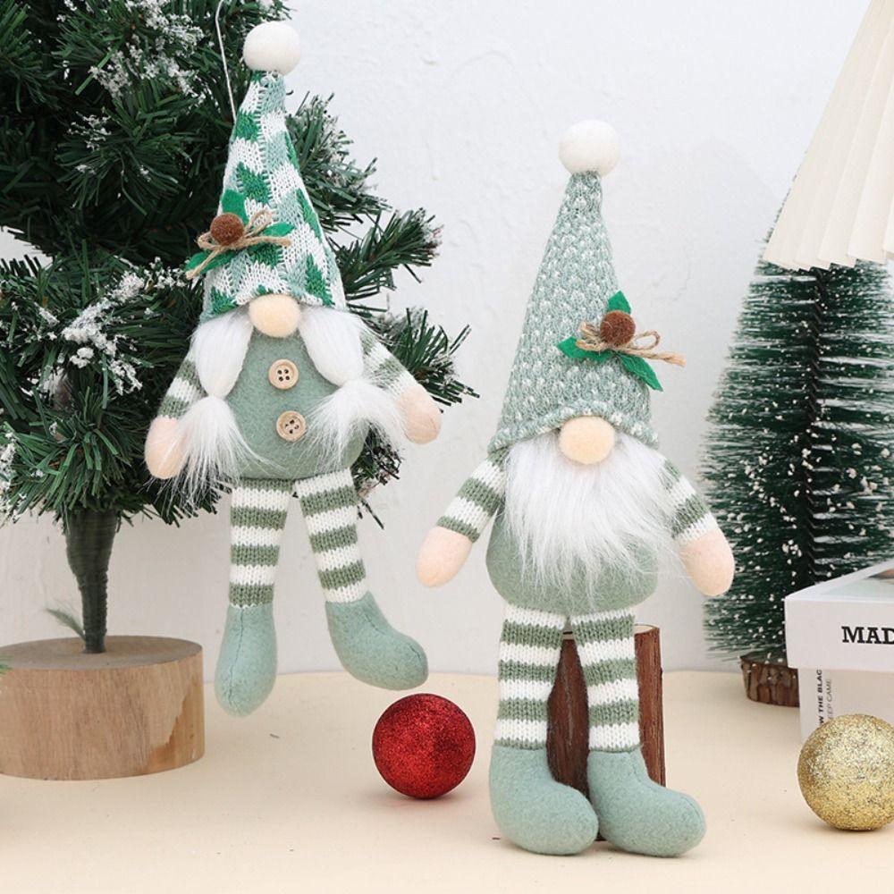 Green Christmas Decorations Knitted High-grade Christmas Gnome Creative Long-Legged Dwarf Figurine Decorations