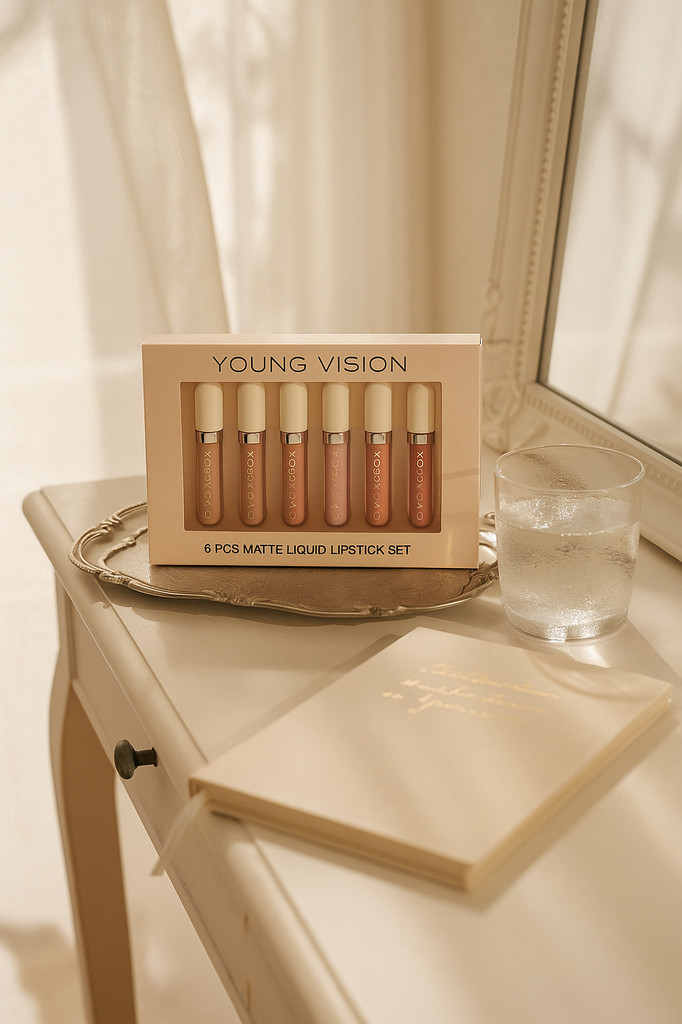 YOUNG VISION 6 Color Lip Gloss Set Waterproof Long-lasting Non-stick Cup