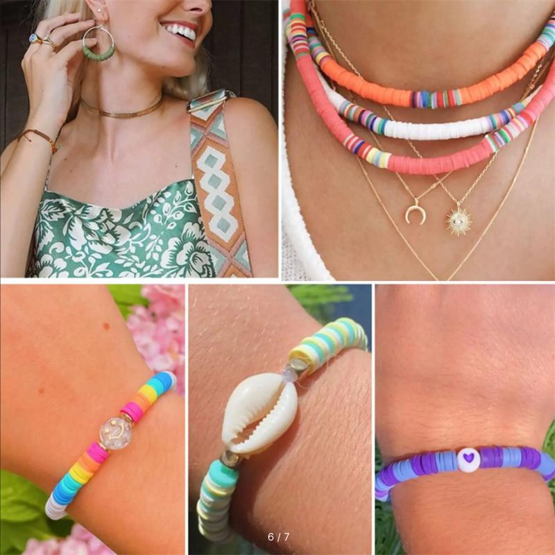 700Pcs/lot 6mm Flat Round Polymer Clay Beads Handmade Heishi Loose Spacer Beads for Jewelry Making DIY Bracelet Necklace Supplie