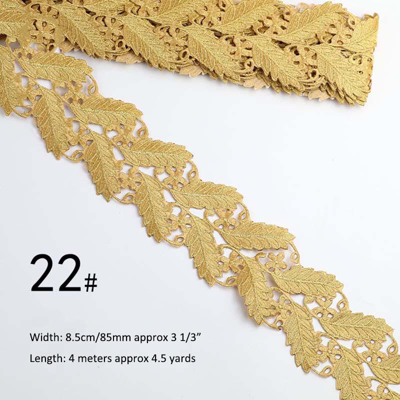 Gold Silver Thread Heavy Embroidery Lace Ribbon Shiny Diy Ethnic Garment Costume Dress Embellished Textile Iron-on Lace Trims