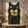 Camiseta de Basquete Wu-Tang Clan # 91 Estampada Sem Mangas Gola Redonda Combinação Familiar Malha Caimento Solto Streetwear Hip Hop dos Anos 90 Regata