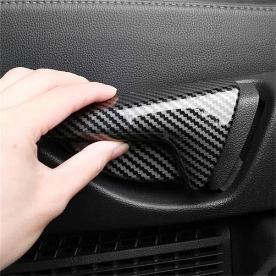 Carbon Fiber 2X Car Rear Seat Handle Cover Trim For Toyota Highlander 2021-2024