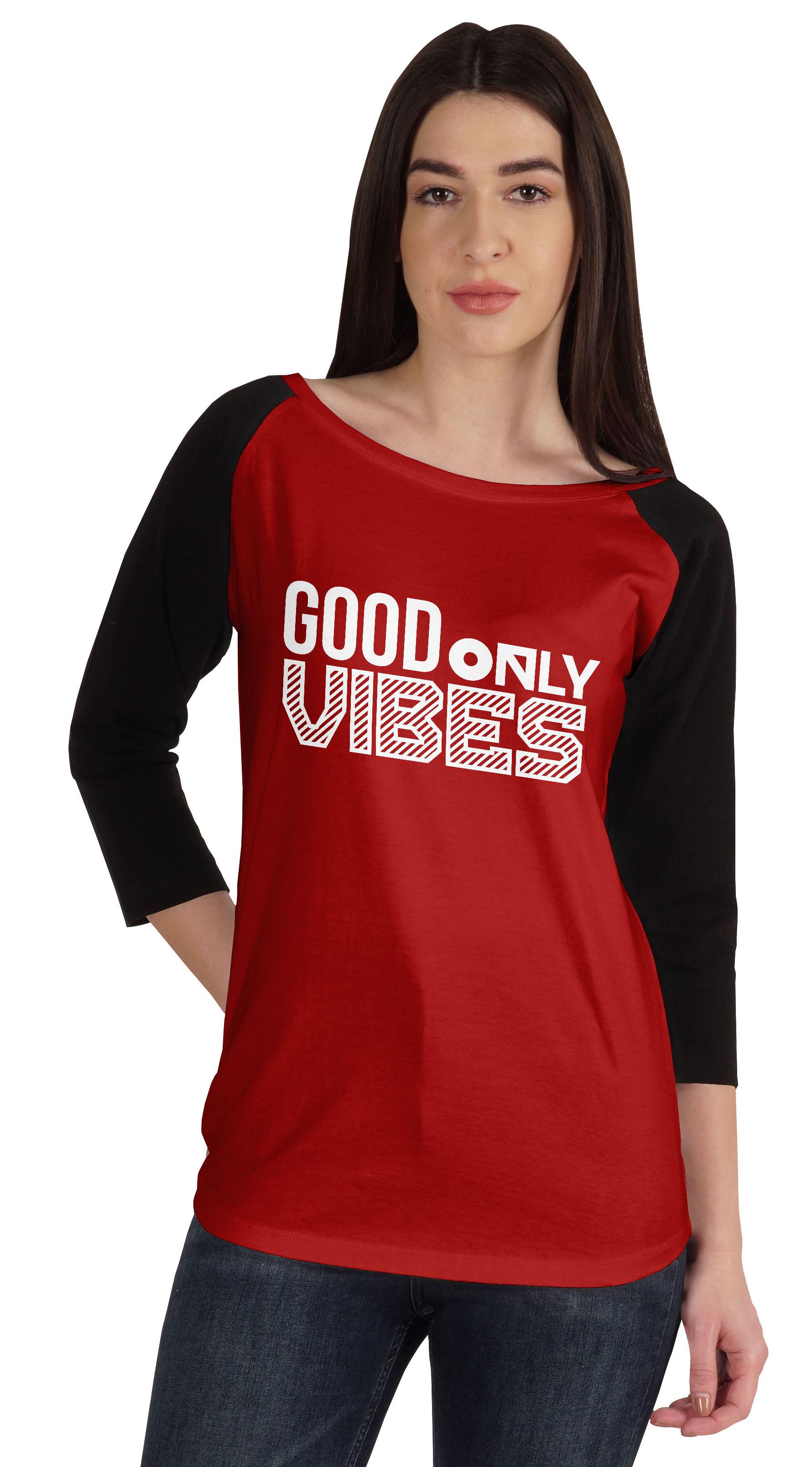 

Inkmeso Good Vibes Only Inspirational Tshirt Tops For Women Casual Graphic XXL червоний