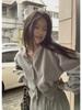 Women's Casual Sports Suit, 2025 Spring/Autumn: Korean Style Wide-Leg Pants & Slim Sweater Two-Piece Set