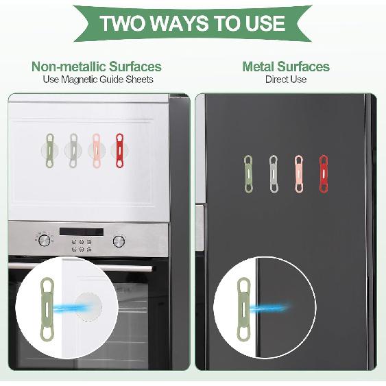 PATIKIL 4 Pcs Magnetic Pen Pencil Holder, Silicone Flexible Pencil Holder Adjustable Organizer Clip with 4 Metal Sheet for Refrigerator Whiteboards