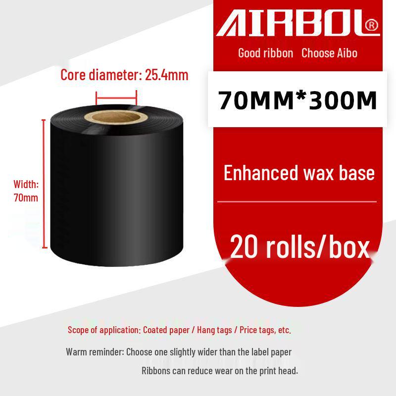 110x300m Wax & Resin Full Resin Water Washable Thermal Transfer Ribbon Roll for Barcode Label Printers.