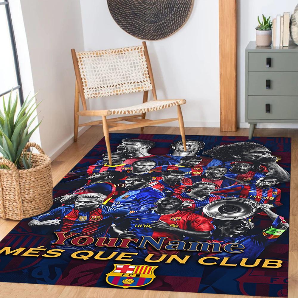 Fc Barcelona Customizable Name Area Rug Design for Bedrooms Hallway Foyer Living Rooms Anti-slip Rug Anime Office Decor