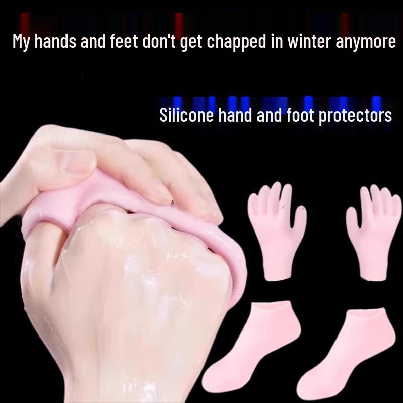 Silicone Hand and Foot Mask - Wearable Moisturizing Gel Cover for Overnight Care of Delicate Skin and Fine Lines. Ideal for Women's Hands.