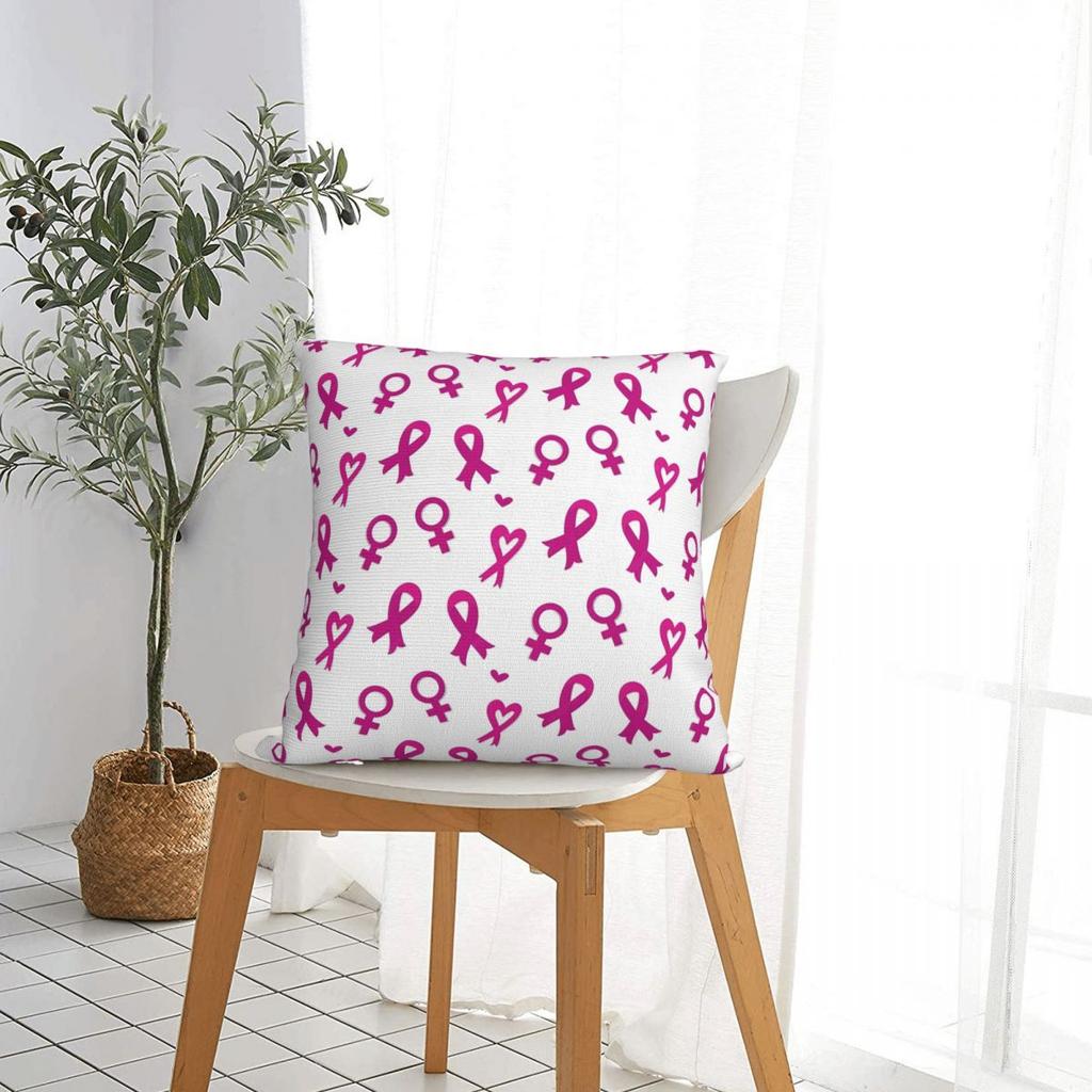 Breast Cancer Awareness Month Throw Pillow Cover Decorative Pillow Ribbon Funny Pillowcover Home Decor