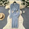 Autumn Winter Women Casual Full Sleeve Twist Knitted Sweater Short Pullover Sheath Dresses